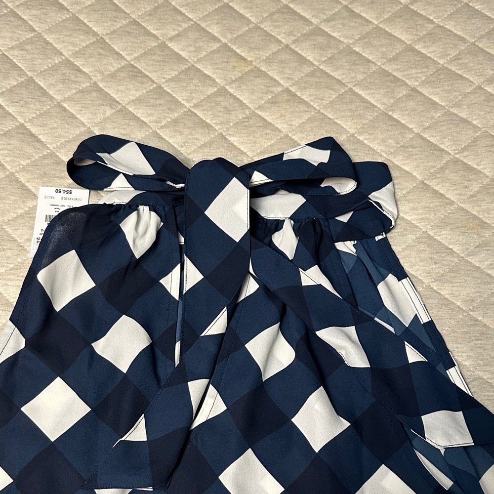 J. Crew Navy and White Checkered Tank Top, size 10 - Picture 4 of 4